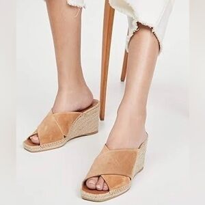 Vince Gaelan Suede Espadrille Wedge Slide Sandals Size 7.5